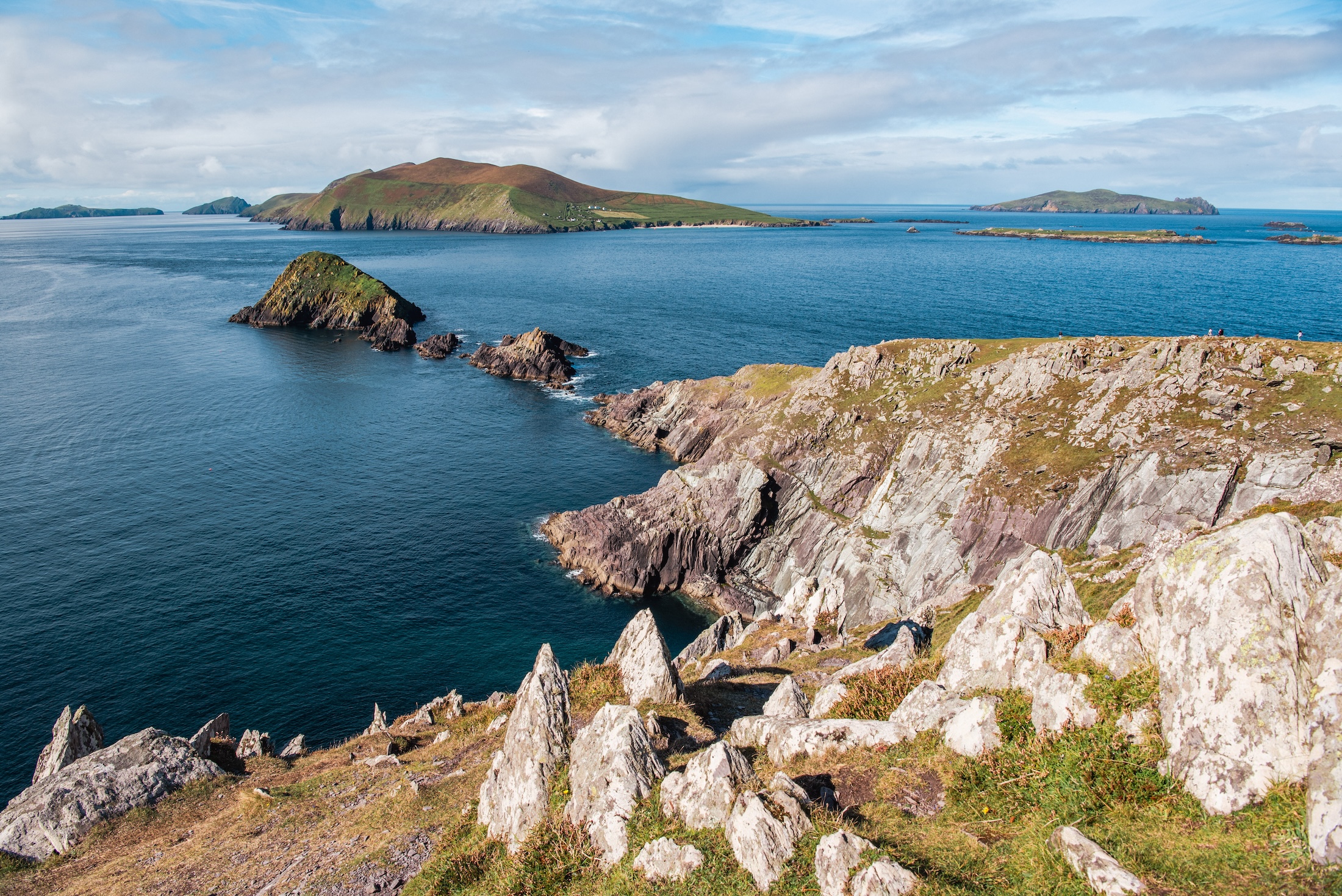 Uitkijken over Great Blasket Island in Dingle