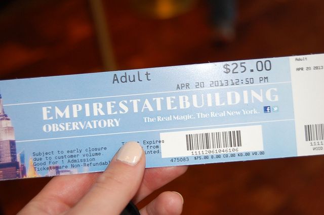 Een leuk aandenken: het toegangskaartje van de Empire State Building