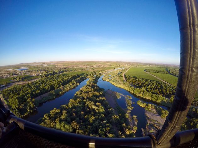 Het uitzicht tijdens een ballonvaart over de Noordkaap in Zuid-Afrika