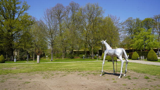 Zelfs de beelden van de paarden eten hier het gras op