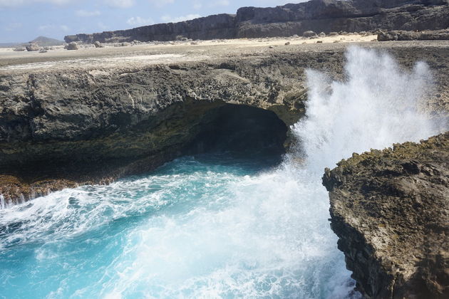 Hier zie je een zogenoemde `blowhole`.