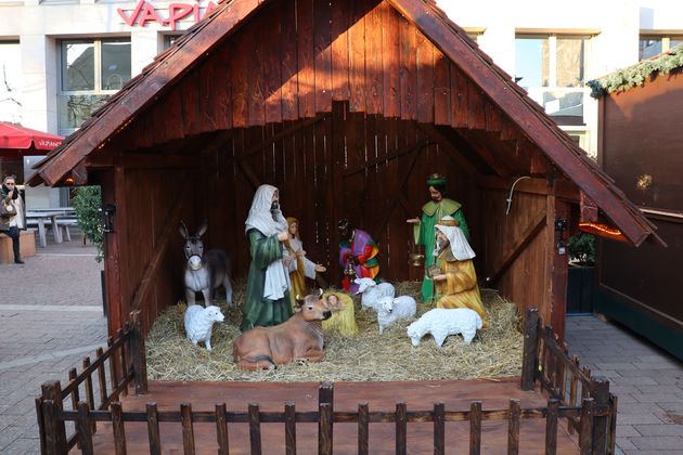 Een van de vele kerststalletjes in de stad, leuk voor de kinderen