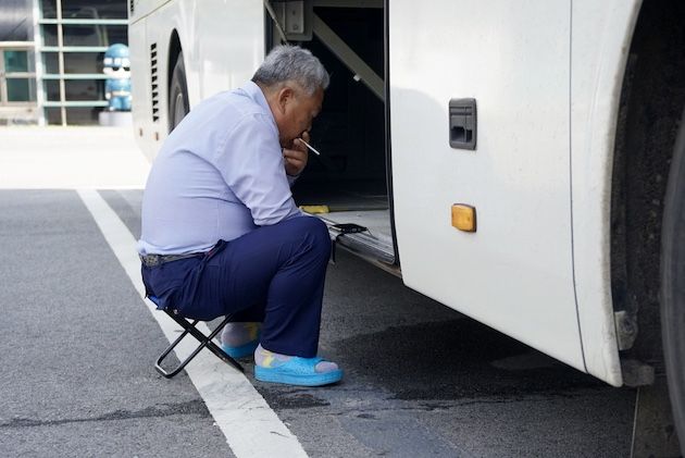 Busschauffeur onderweg naar de DMZ