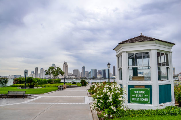 Oude ticket booth voor de ferry naar Coronado Island