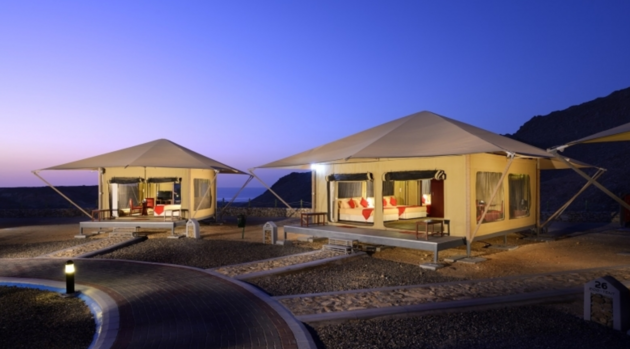 De luxe eco-tenten van het Ras al Jinz Turtle Reserve