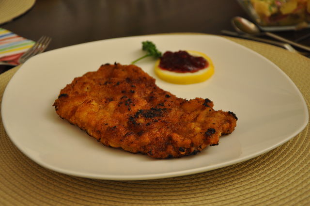 Het resultaat! De \u00e9chte Wiener Schnitzel!