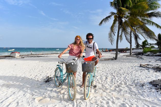 Op de fiets naar de ru\u00efnes van Tulum