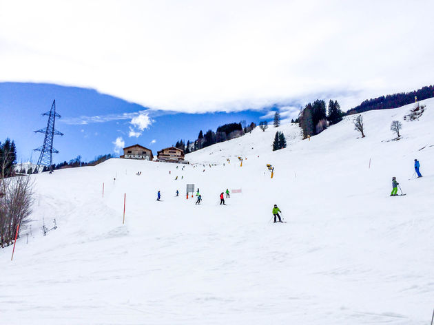 De laatste afdaling van de dag, op weg naar de apr\u00e8s-ski