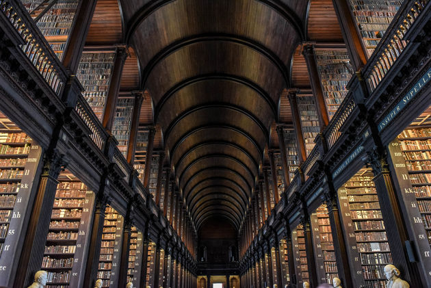 Het plafond van de Long Room is schitterend