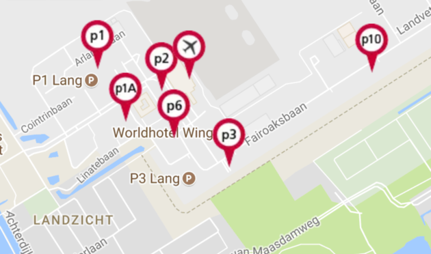 Plattegrond parkeren op Rotterdam - The Hague