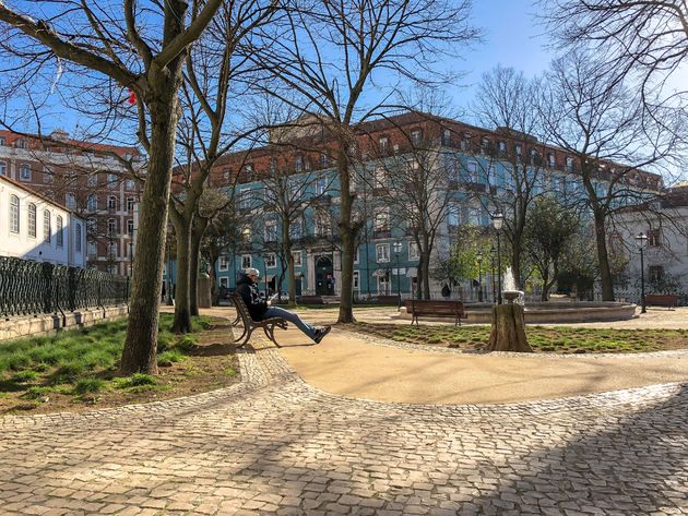 Voor de lunch zoeken we vaak een parkje op, heerlijk