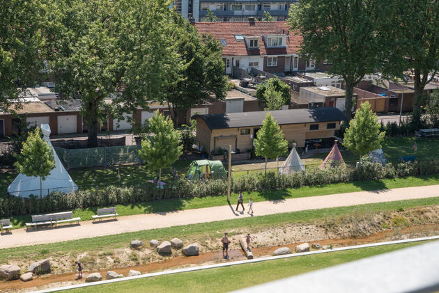 Vanaf de Kempentoren zagen we de stadscamping al goed liggen