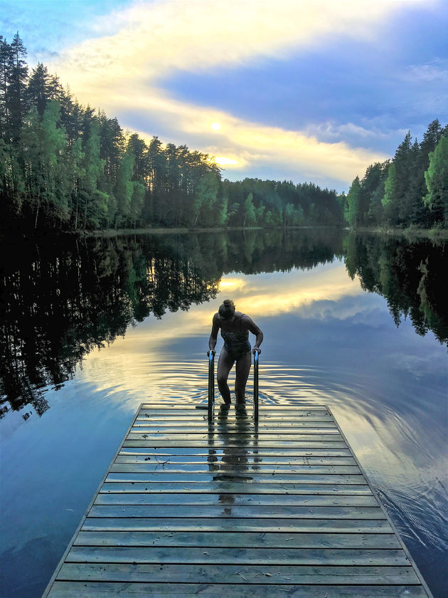 Na de sauna in het koele meer: dit is geluk...